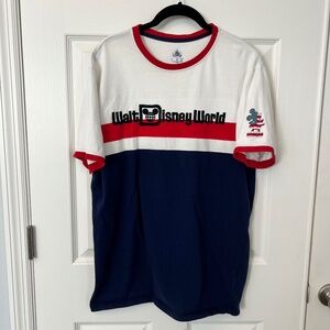 Walt Disney World Americana Mickey Mouse patriotic Disney Ringer Tee Size L